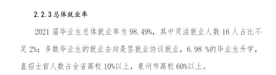 泉州海洋职业学院就业率及就业前景怎么样（来源高等职业教育质量年度报告（2022年））